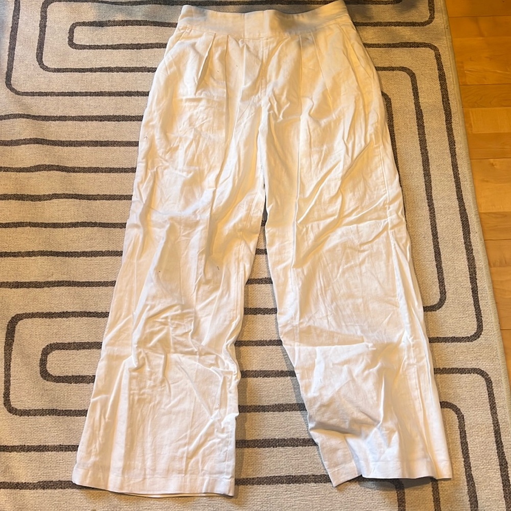 Abercrombie white linen wide leg pants